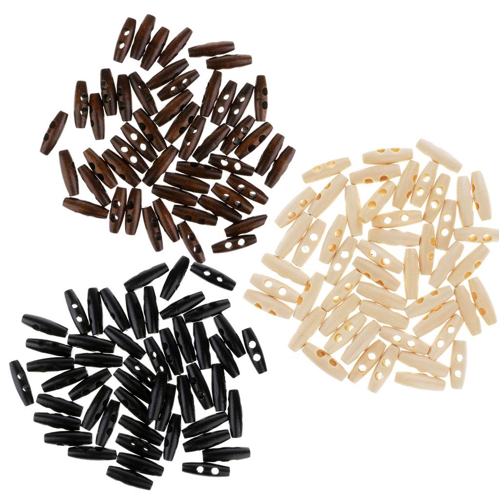 Natural Wood Toggle Buttons Vintage Decorative Sewing Buttons Clothing Accessories for DIY Crafts Embellishments Handmade