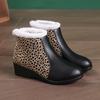 Pu Leather Ankle Women Fashion Boots Winter New 2025 Trend Leopard Print Wedges Designer Short Plush Warm Cozy Women Shoes Mujer