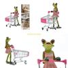 Funny Frogs Miniature Figurine with Shopping Cart Decoration Resins Ornament For Tabletop Bookshelves Party Supplies D57B
