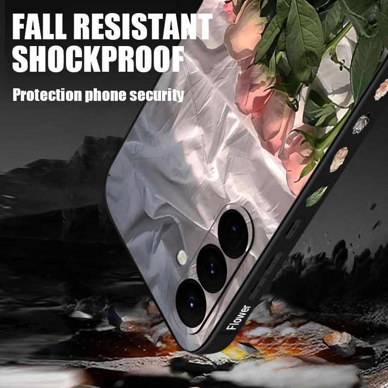 Housse Peinture à l'Huile Fleurs Roses Pour Samsung Galaxy S24 S25 FE S25 S23 S22 Ultra A17 A56 A16 A55 A25 A15 A36 A54 5G Cordon Housse Souple