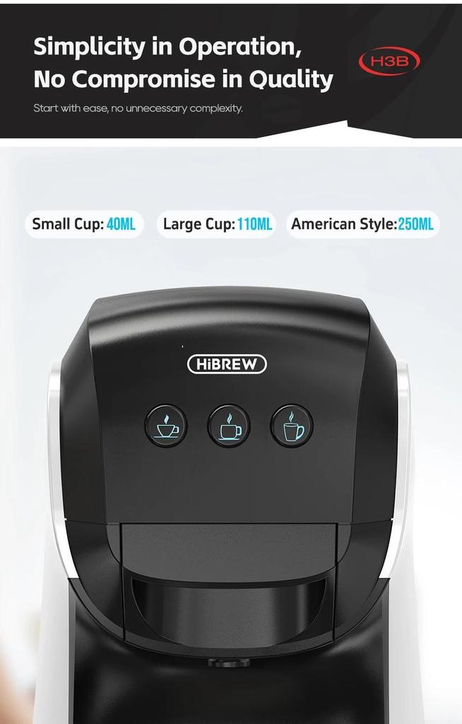 HiBREW Multifunctional 3 In 1 Multiple Capsule Coffee Maker Full Automatic With Hot & Cold Mode 19Bar