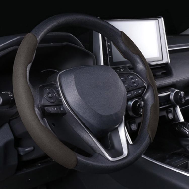 Suede Leather Car Steering Wheel Cover Wear-resistant Winter Warm Anti-skidding