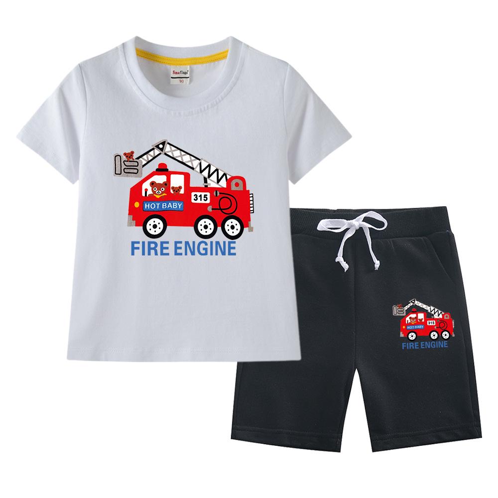 Boys' Summer 2023 Loose Short-Sleeve Shorts Two-Piece Set for Kids