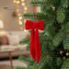 Christmas Garland Hanging Ornaments Velvet Bow Decoration, Soft Plush Xmas Tree Nordic Style Holiday Ornament for DIY Wall, Mirror, Wreath,