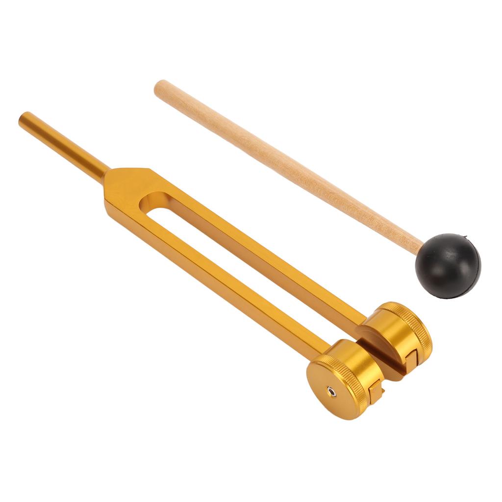 128Hz Heilstimmgabel-Set Stressabbau Aluminiumlegierung Medizinische Stimmgabel mit Hammer Klein Gold