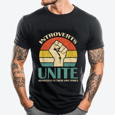 Introverts Unite Separately In Their Own Homes Funny White Graphic Tee T Shirt Leisure