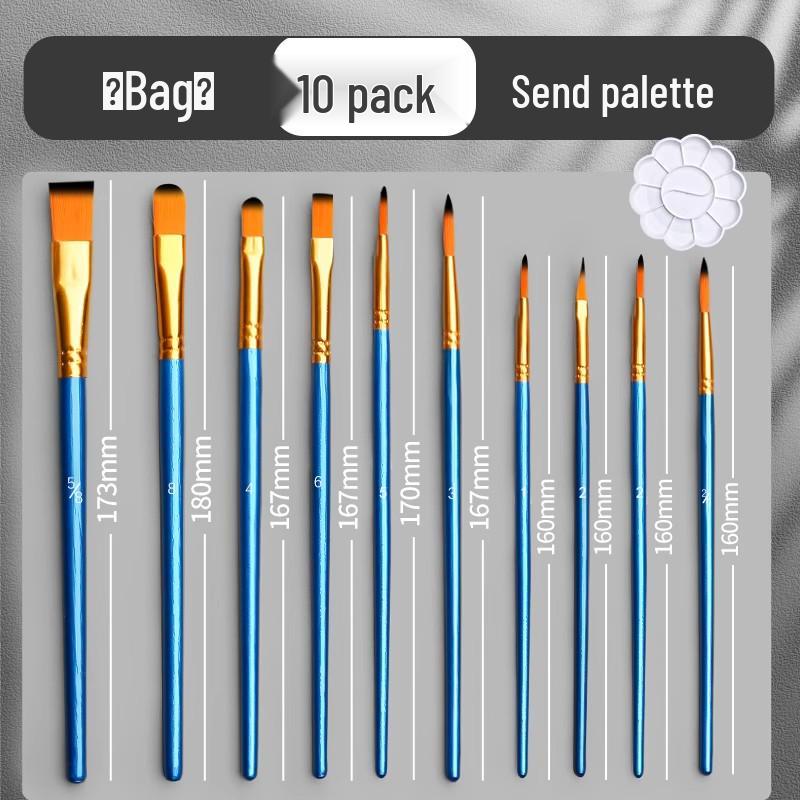 Gouache, Oil, Acrylic & Watercolor Brush Set — Nylon Hair Brushes for Art Students & Children