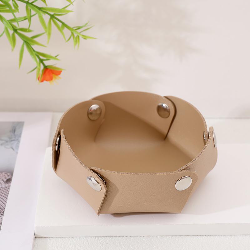 Compact PU Leather Foldable Tray: Entryway and Living Room Organizer for Keys and Jewelry