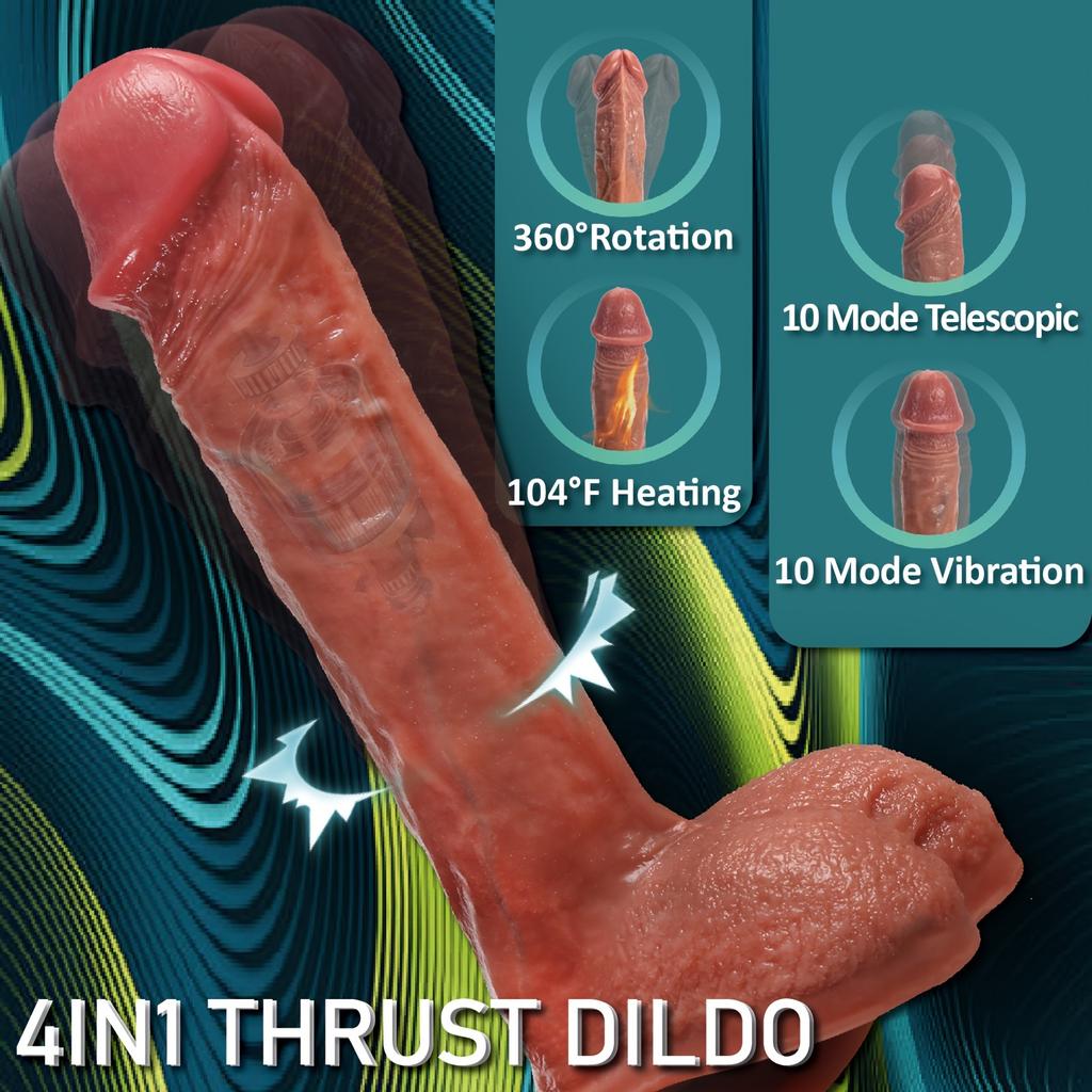 Dildo anale realistico con rotazione a 360°, riscaldamento, telecomando, 10 modalità telescopiche e 10 modalità di vibrazione per punto G, stimolazione anale del clitoride