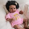 Poupée Bébé Reborn Corps en Tissu Doux 19 Pouces Lanny Afro-Américaine Peau Foncée Poupées Nouveau-Né Réalistes Cheveux Bouclés Implantés à la Main Poupées de Renaissance pour Enfants Jouet