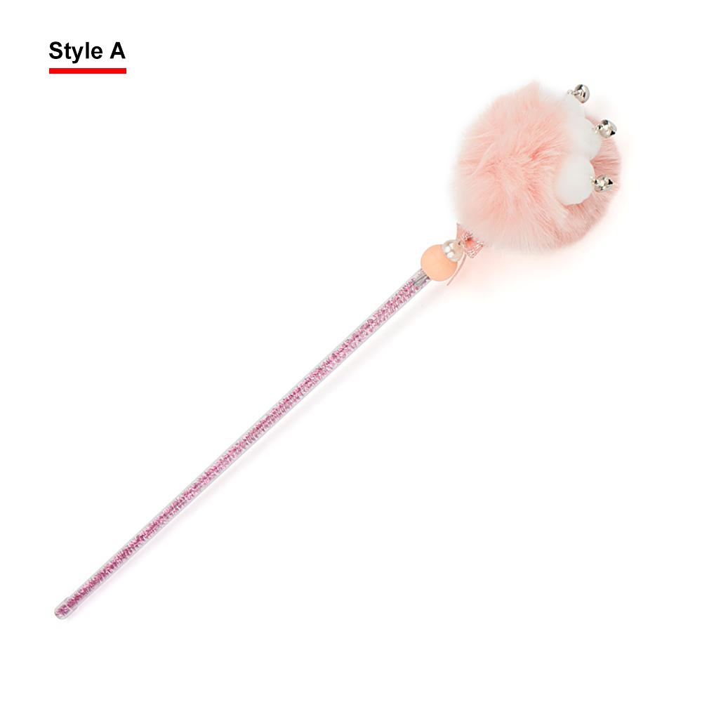 Short Cute Plush Ball Cat Teaser Paw Stick Wand Kitten Toy Pet Supplies