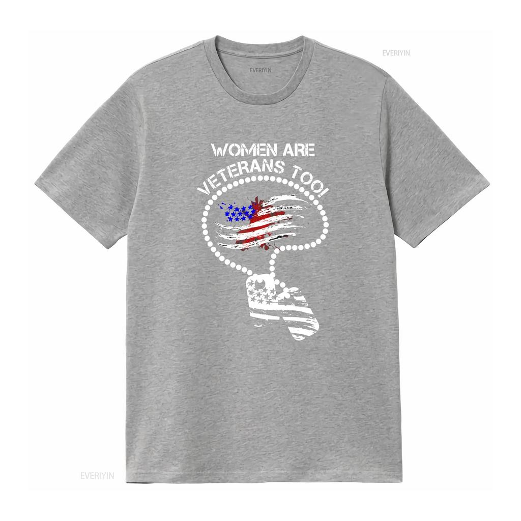 Womens Women Are Veterans Too T Shirt Black Vintage Washed Fashion Slightly Breathable Soft Graphic Unisex Homme