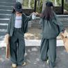 Girls' Trendy Denim Set: 2025 Korean Style Wide-Leg Pants Two-Piece for Spring & Autumn