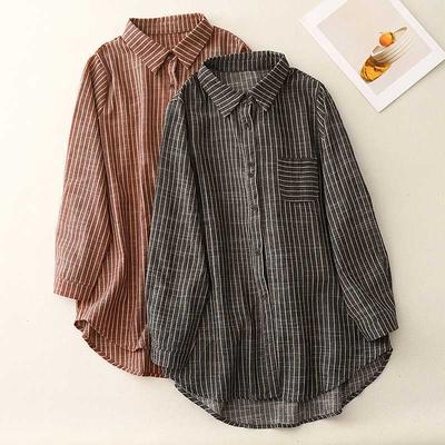 Loose Striped Shirt Women's Long Sleeved Spring Summer Versatile Shirt Jacket Base Shirt Blouses & Shirts