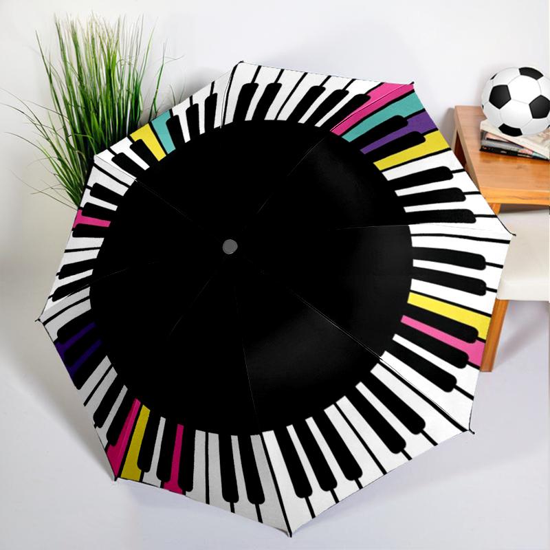 Black White Music Note Umbrella Automatic Open/close, Sturdy Iron Frame & 8-Rib Struct, Umbrella for Women & Men, Christmas Gift
