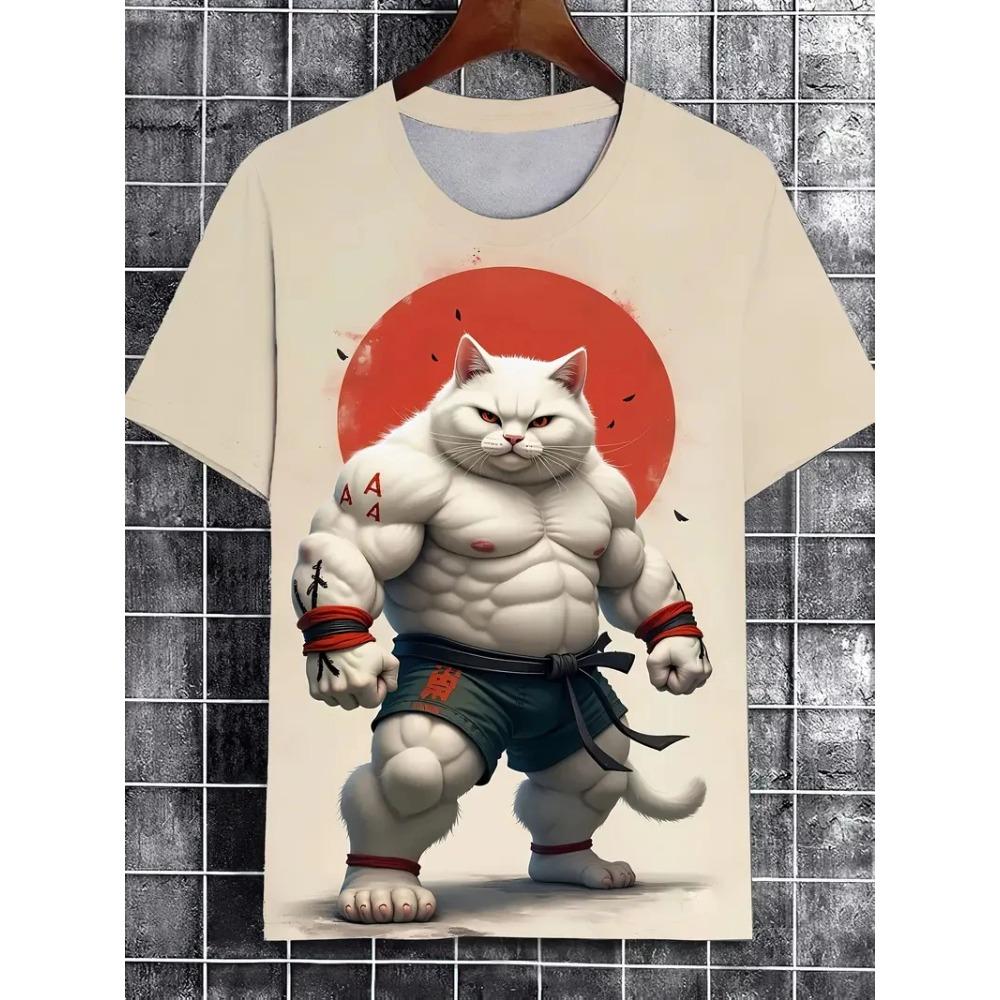 Sommer Herren 3D-Druck Rundhals T-Shirt Mode Vielseitig Atmungsaktiv Trend Lässig