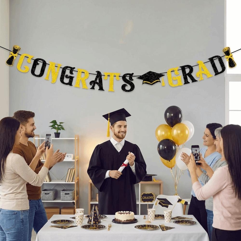 Glitter Decor Graduation Party Banner Reusable Party Scene Prop  Photo Background