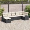 7 Piece Garden Sofa Set with Cushions Black Poly Rattan