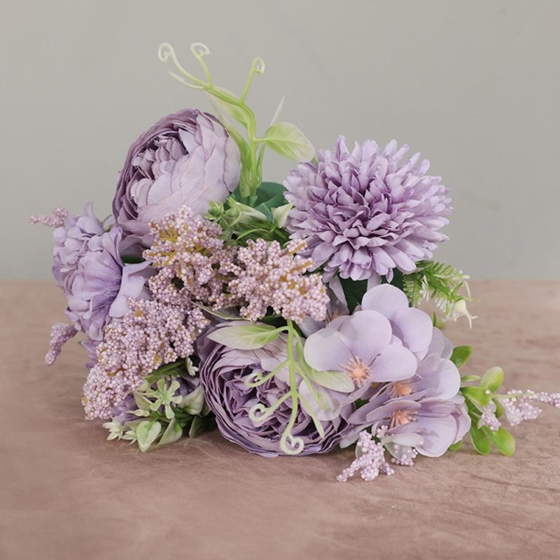 7-head Artificial Felice Rose Flower Simulation Fake Rose Silk Flowers Wedding Bridal Bouquet Home Decoration Photography Props