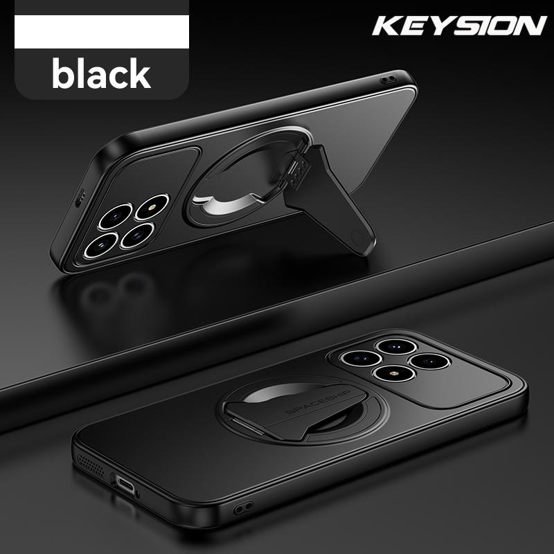 

KEYSION Магнитный чехол для телефона для Xiaomi POCO F8 Ultra Металлическая краска Силикон+ПК Вертикальная подставка Ударопрочный чехол для POCO F8 Pro for POCO F8 Pro чёрный
