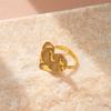 Golden Plated Hammered Heart Open Adjustable Ring for Women Elegant Statement Jewelry Gift