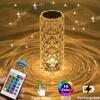 Lâmpada de mesa de cristal led rosa luz projetor 3/16 cores toque ajustável romântico diamante atmosfera luz usb toque luz da noite