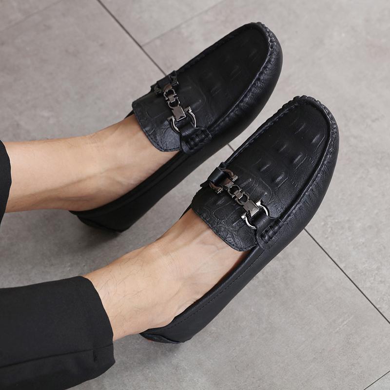 Fashion Stylish Style Men Casual Shoes Comfortable Loafers Crocodile Pattern Male Slip on Flats Leisure Walk Man Moccasins Driving Shoes
