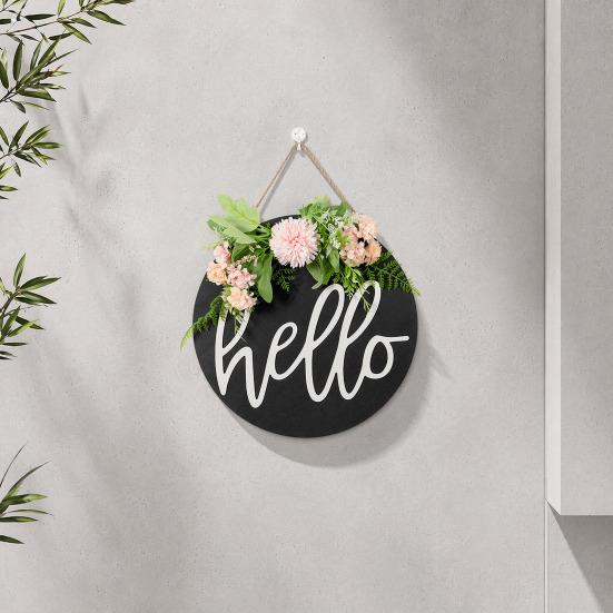 Welcome Sign, with Flower Decor Wear-Resistant Wreath, Front Door Welcome Wreath for Family Friends Co-Workers Garden Balcony