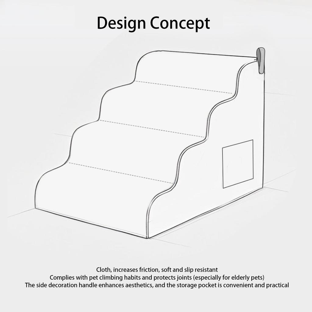 Pet Stairs - Washable  Steps Sofa Pet Stairs For Seniors Bed Access Steps Dog Bedside Climbing Ladder
