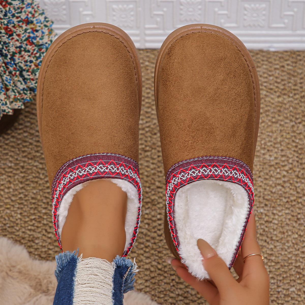 Женские зимние сапоги большого размера с круглым носком повседневные короткие с мехом бархатные теплые полуботинки из хлопка тапочки однотонные размеры 36-41 36 коричневый 1996₽