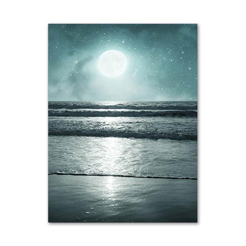 Nature Landscape Poster Plant Lion Animal Leaf Canvas Wall Art Plam Tree Starry Night Painting Decorative Home Picture Decor