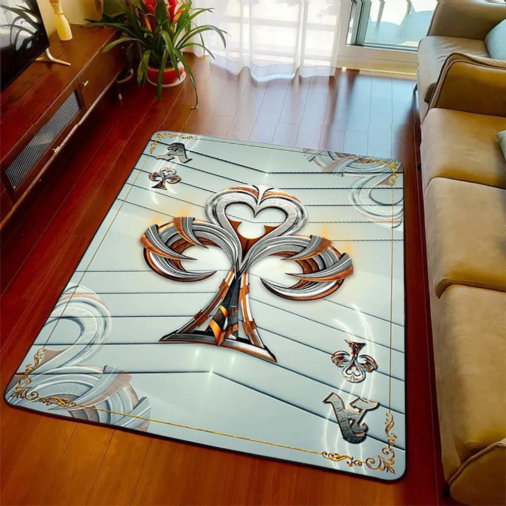 Moderne Malerei Pik Karte Poker Teppich Wohnzimmer Teppich Heimdeko Flur Fußmatte Rutschfest Küche Badezimmer Schlafzimmer Bodenmatte