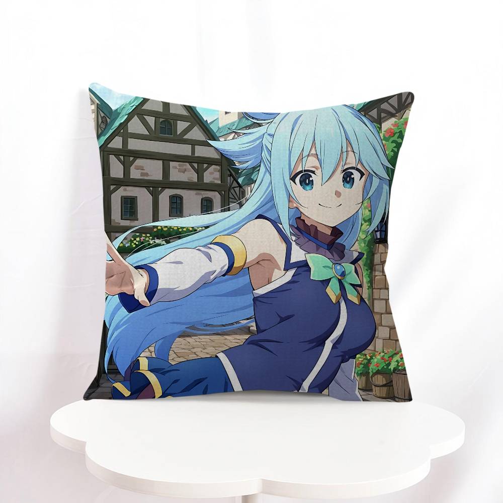 Aqua Konosuba Anime Personalized Picture Text Home Decorative Pillows Household Gifts 45x45cm