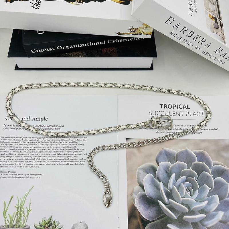 Women Waist Chain Fashion Metal Woven Belt With Hook For Summer Casual Wear