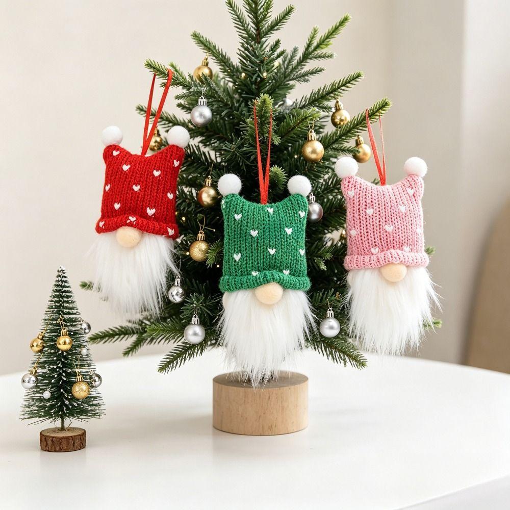 Nordic Style Knitted Doll Pendant Knitted Fabric Xmas Tree Hanging Christmas Party