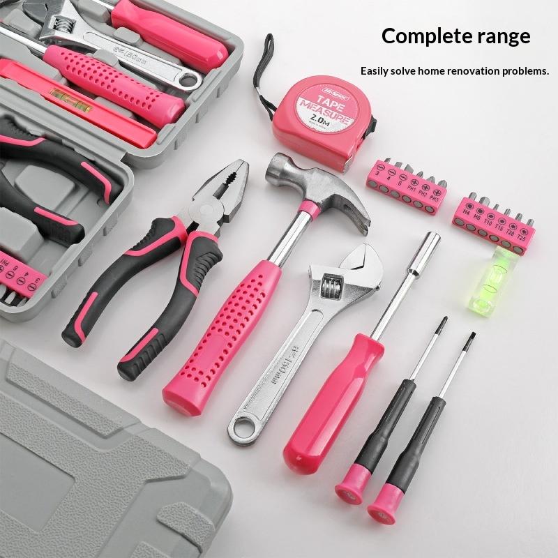 13/24Pcs Diy Tool Kit For Women Mini Home Toolbox Set With Hammer Pliers Wrench Screwdriver Basic Starter Tools