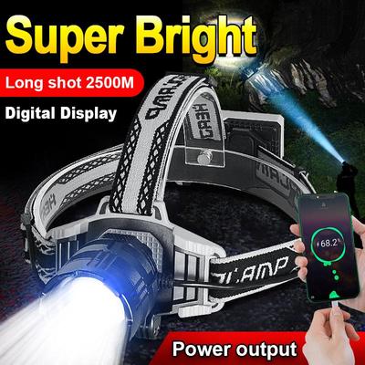 Superljus strålkastare Kraftfullaste LED-strålkastare Zoombar lampa med varningsljus IPX6 Vattentät strålkastare Uppladdningsbar lampa