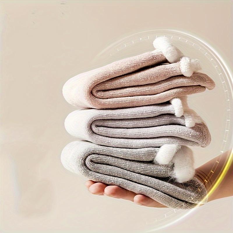 Damsockor i korallfleece, enfärgade, extra tjockt varmt stickat tyg, vinter casual snösockor, damlångsockor, plyschsockor