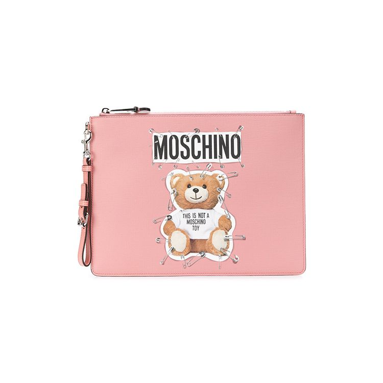 Moschino Teddy Bear Brooch Pattern Designer Recommended Polyester Laptop Clutch Bag Large Unisex bags Pink A8420-8210-A1147 Basic Set BagDust Bag 21350₽