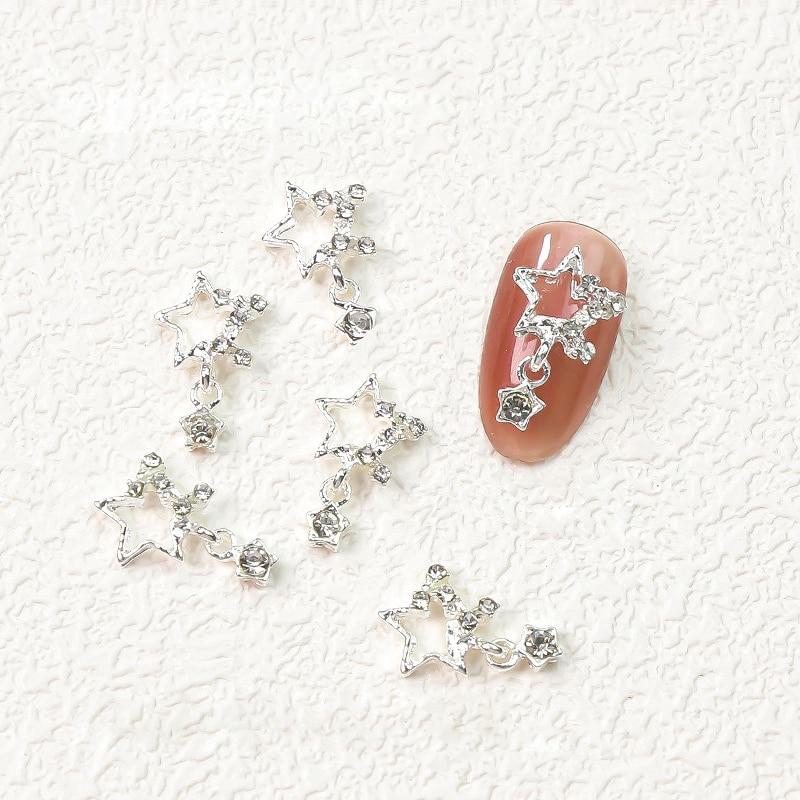 5/10 buc. Pentagram Star Nail Art Charm Inimă strălucitoare Saturn Planet Strasuri 3D Decorare unghii Sclipici Accesorii pentru manichiura unghiilor
