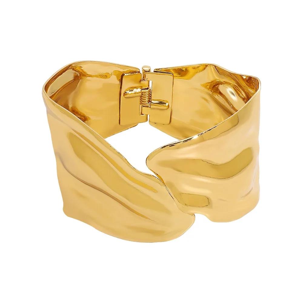 

Металлический широкий неровный открытый браслет Европа Американский стиль Сплав Браслеты-манжеты Дизайн меньшинства Ювелирные аксессуары золотой