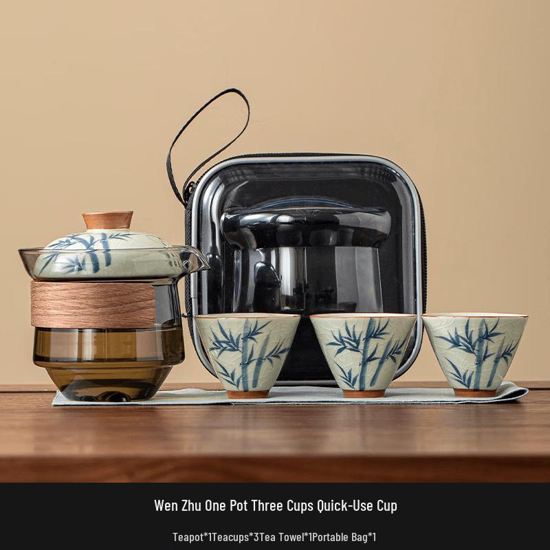 Hand-painted Portable Ceramic Travel Tea Set 1