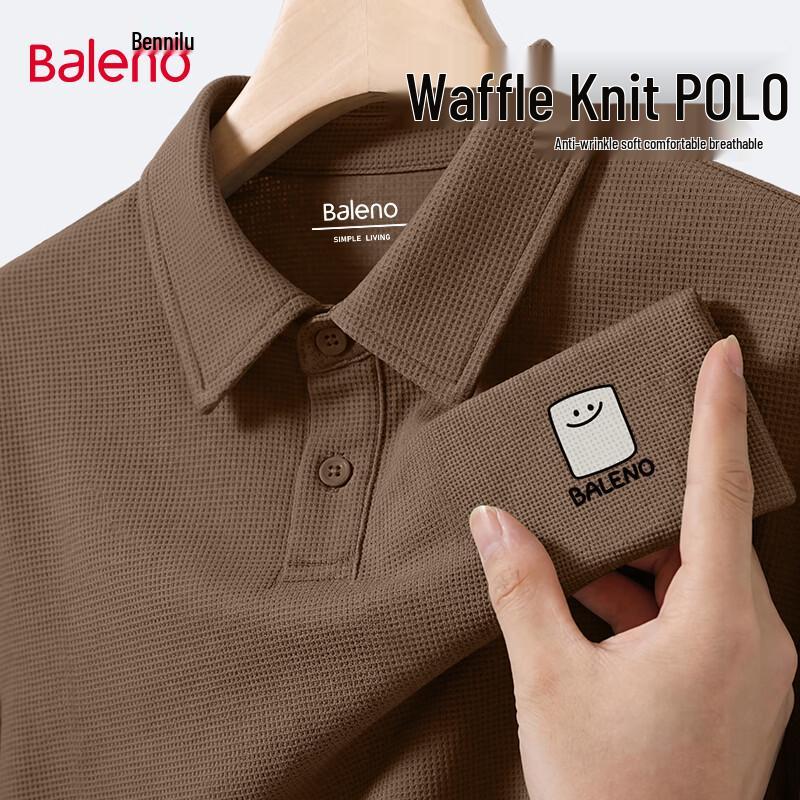 Baleno Men s Loose Fit Waffle Knit Short Sleeve Polo Shirt M