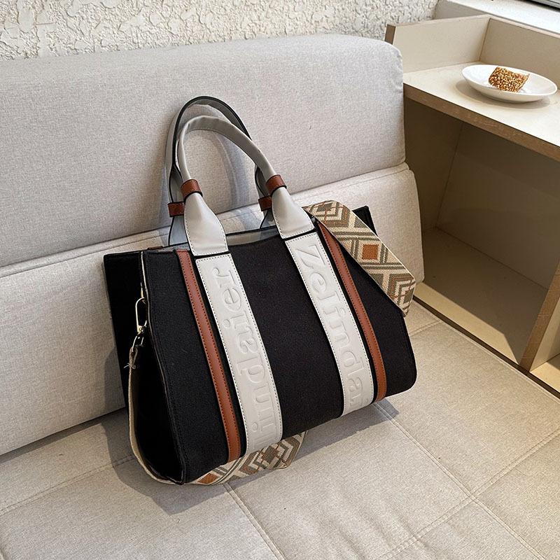 Canvas Bag Women's Large Capacity 2025 New Fashion Versatile Spring and Summer Shoulder Messenger Bag Portable Commuter Tote Bag