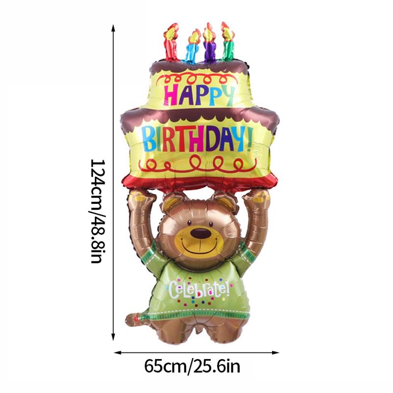 3D Birthday Cake Aluminum Film Balloon Decoration Colored Double Layer Cake 1 Year Old Baby Shower Birthday Party Supplies