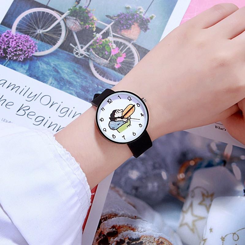 Cartoon Watch Female Students Simple Small Fresh Girlfriend Children Jelly Watch Male And Female Primary And Secondary School Students Quartz