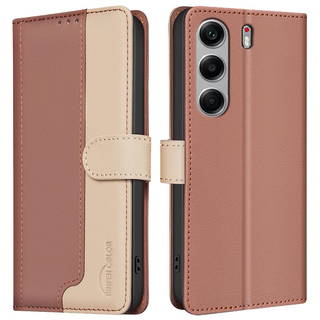 BINFEN COLOR BF33 For TECNO Camon 40 Pro 5G Leather Case Splicing Color RFID Blocking Wallet Stand Phone Cover