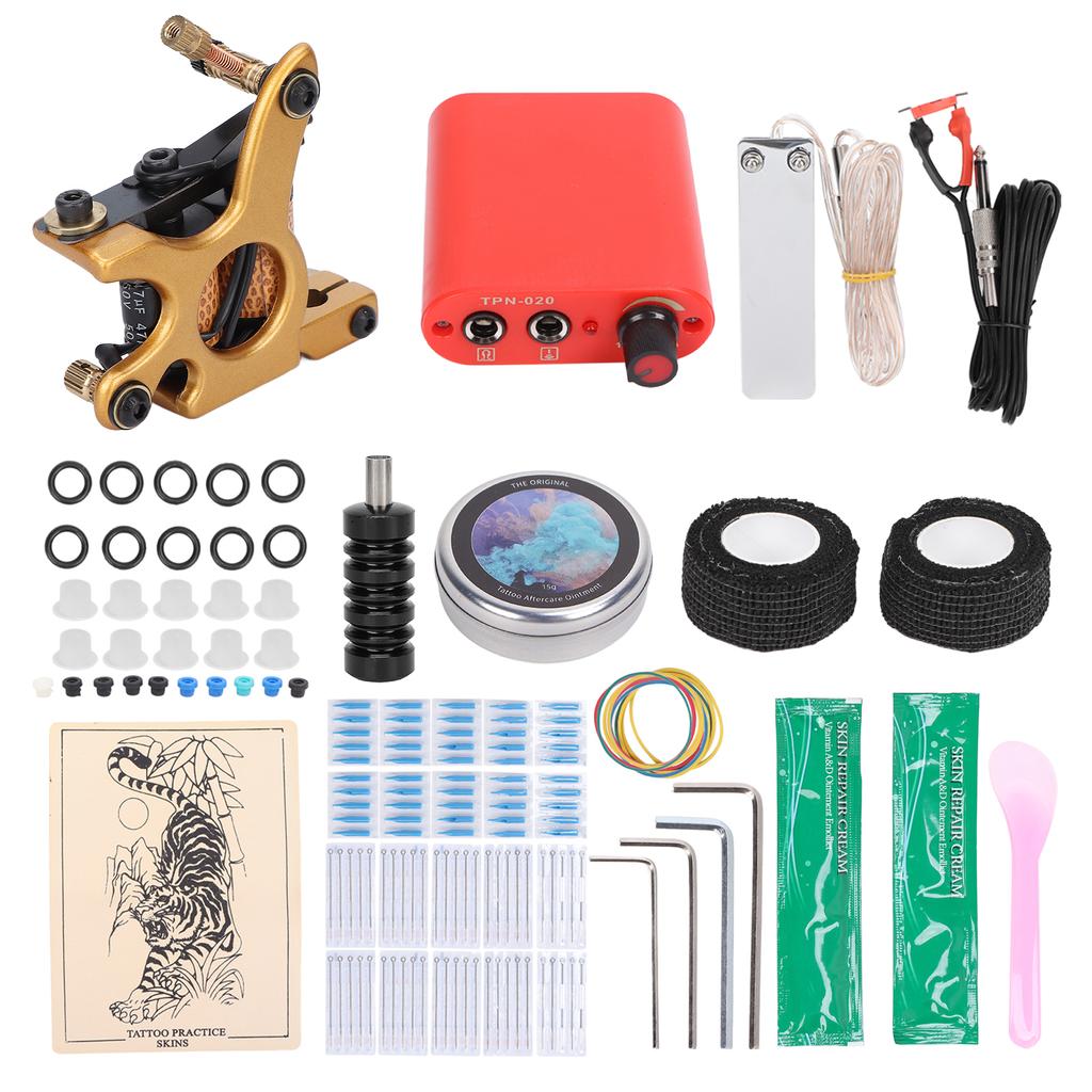 Complete Tattoo Kit Tattoo Power Supply 10 Wrap Liner Coil Tattoo Machine for Beginners 90‑265VUS