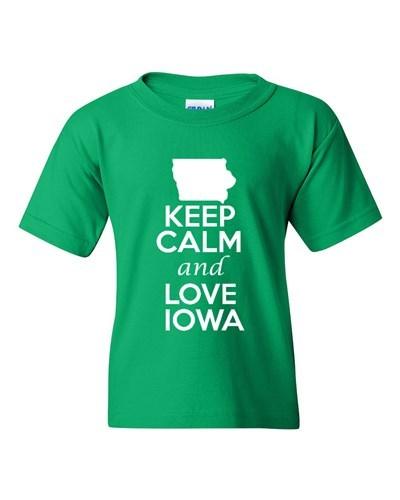 Keep Calm And Love Iowa State Novelty Statement Youth Kids T-Shirt Tee Unisex T-Shirt M