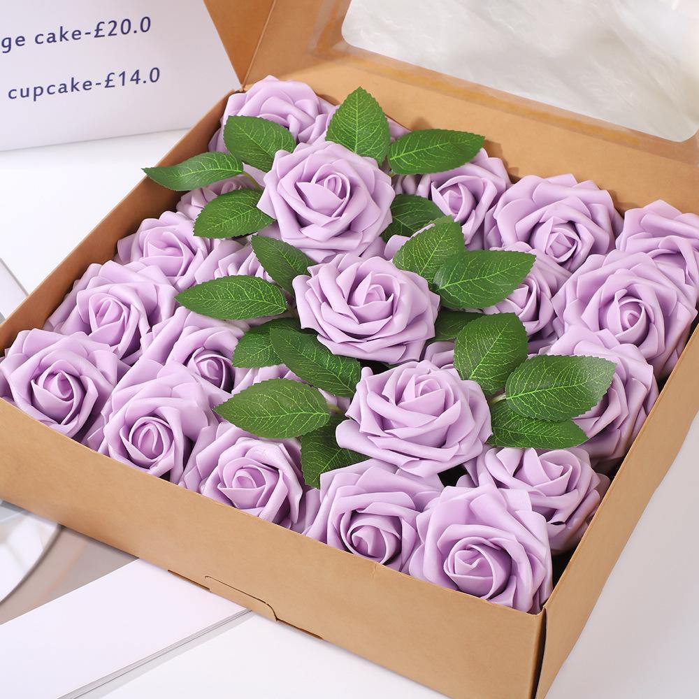 8cm Foam Rose Artificial Flower with Stem for Weddings and Valentine's Day